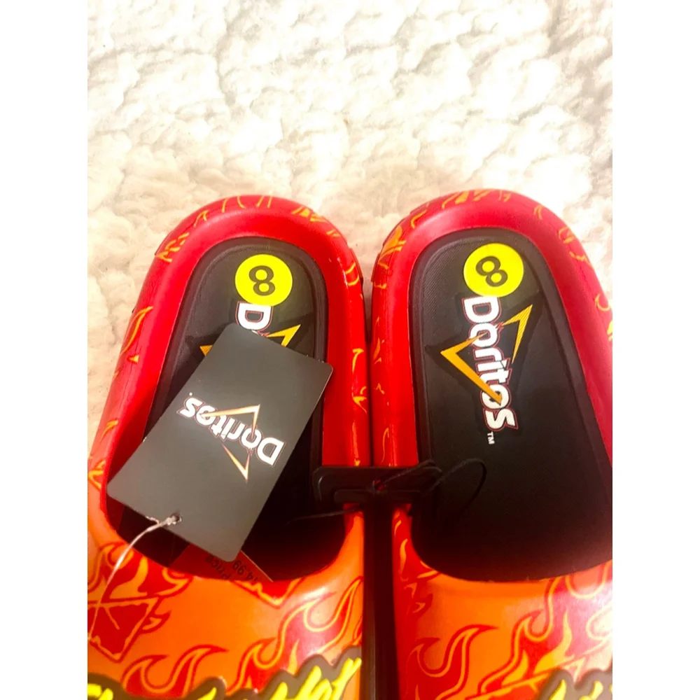 NWT Doritos Flamin' Hot Men`s Ground Up Comfort Slide Sandal Shoes Orange Size 8